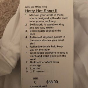 Lululemon hottie short size 6